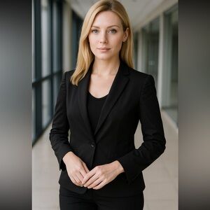 The Limited Womens Black One Button Blazer Size 18 Lined Stretch Career